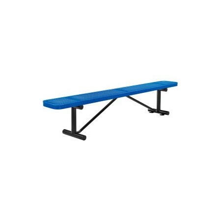 8 Ft. Outdoor Steel Flat Bench - Perforated Metal - Blue